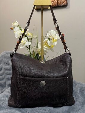 Coach Chelsea Vintage Dark Chocolate Pebbled Leather Hobo Shoulder Bag EUC